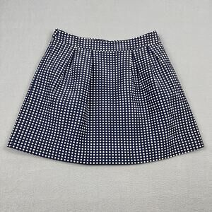 McGinn Polka Dot Pleated Mini Skirt Navy Blue White A-Line Flare Women's M